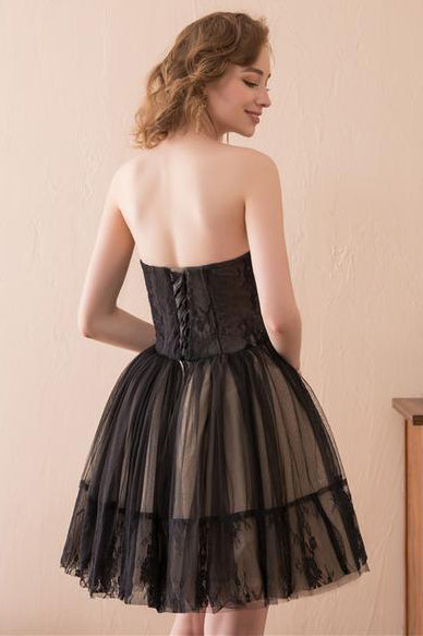 Vestido de fiesta de tul sin tirantes de corte A