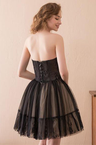 Robe de bal de fin d'année en tulle sans bretelles, coupe trapèze