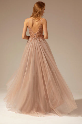 Spaghetti Straps Long Prom Dress With Slit