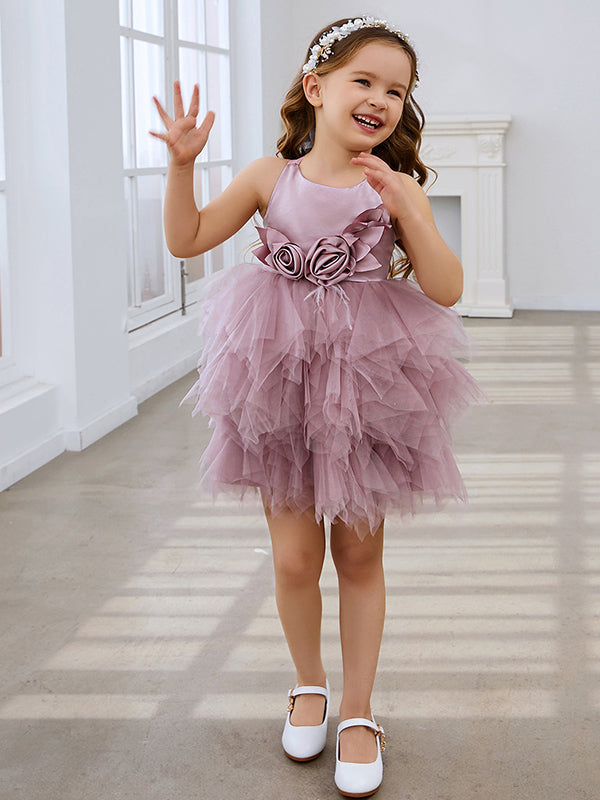 Vestido de princesa/vestido de tul hasta la rodilla para bebé niña 