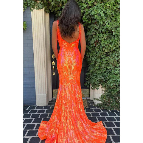 Vestido formal de noche de graduación sin mangas con escote en V, lentejuelas y cremallera, corte trompeta/sirena