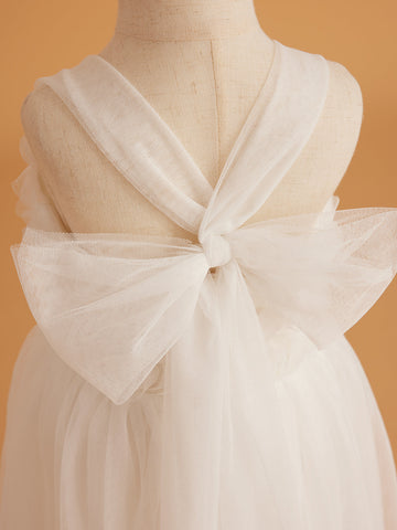 Vestido de bebé niña con lazo de tul y aplique floral en 3D de la colección Jardín Encantado 