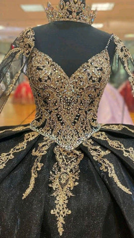 Robe de bal de princesse ornée de perles et de sequins, avec cape, référence Y1516