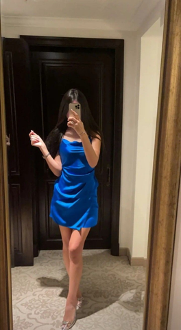 Vestido corto azul real para baile de bienvenida, vestido de fiesta azul real Y5677