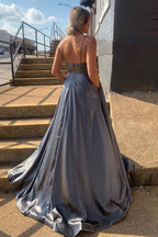 Spaghetti Straps Backless Long Prom Dress