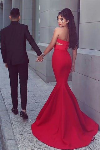 Scarlet Strapless Open Back Sweetheart Mermaid Long Evening Gown