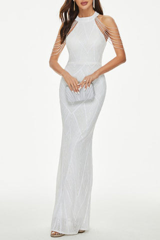 Robe de soirée élégante et formelle en patchwork uni 