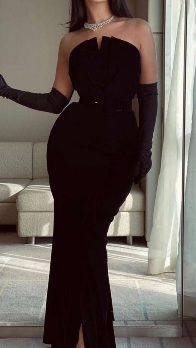 Robe de bal sirène noire sexy, robe de soirée noire Y4556