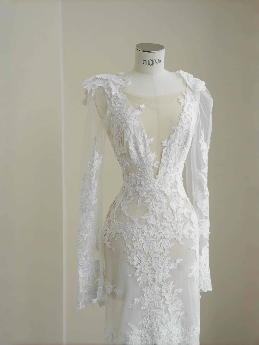 Elegante vestido de noche sirena con apliques de encaje blanco, vestido de fiesta sin espalda, vestido de novia Y8677