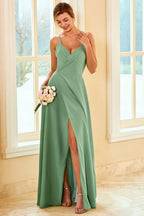 Robe de demoiselle d'honneur longue avec fente