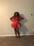 Vestido de fiesta de bienvenida rojo brillante corte A Y4051