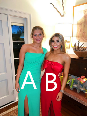 Robe de soirée longue et charmante avec fente, robe de soirée rouge bustier Y2049