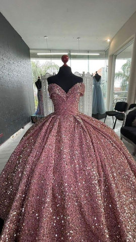 Robe de bal à sequins scintillants, épaules dénudées, robe Sweet 16 Y6473