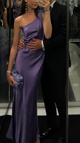 Classy Purple One Shoulder Long Evening Dress Purple Reception Dress Y7273