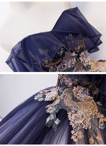 Robe de bal en tulle, dentelle florale et perles ombrées, robe de quinceañera, robe de bal Y1935