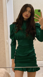 Robe de soirée verte sexy à manches longues, robe de bal verte Y5858