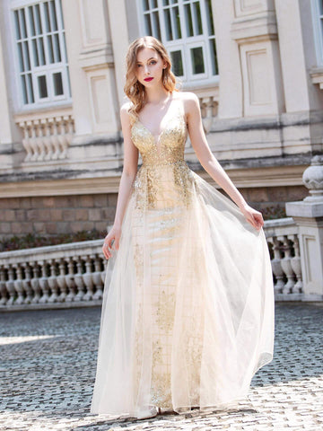 Vestido de noche formal de sirena Baoleely, lujoso y sexy, con tirantes finos, sin mangas y hasta el suelo. 