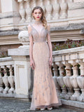 Baoleely Mermaid V-neck Luxurious Sexy Fashion Formal Evening Dresses Sleeveless Floor Length