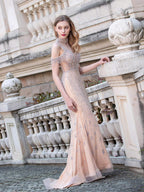 Baoleely Mermaid V-neck Luxurious Sexy Fashion Formal Evening Dresses Sleeveless Floor Length