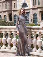 Baoleely Mermaid Beaded Luxurious Fashion Formal Evening Dresses Long Sleeve Floor Length