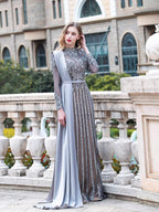 Baoleely Mermaid Beaded Luxurious Fashion Formal Evening Dresses Long Sleeve Floor Length