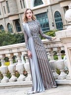 Baoleely Mermaid Beaded Luxurious Fashion Formal Evening Dresses Long Sleeve Floor Length