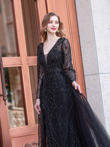 Vestidos de noche formales de lujo Baoleely, corte A, largos hasta el suelo, sin mangas. 