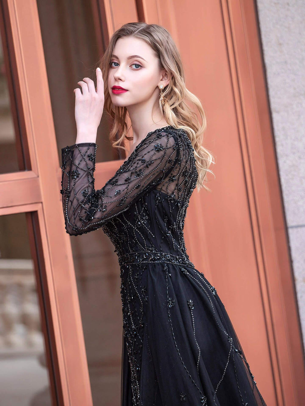 Baoleely A-line Fashion Luxurious Formal Evening Dresses Long Sleeveless Floor Length