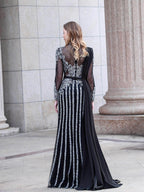 Baoleely Mermaid Beaded Luxurious Fashion Formal Evening Dresses Long Sleeve Floor Length