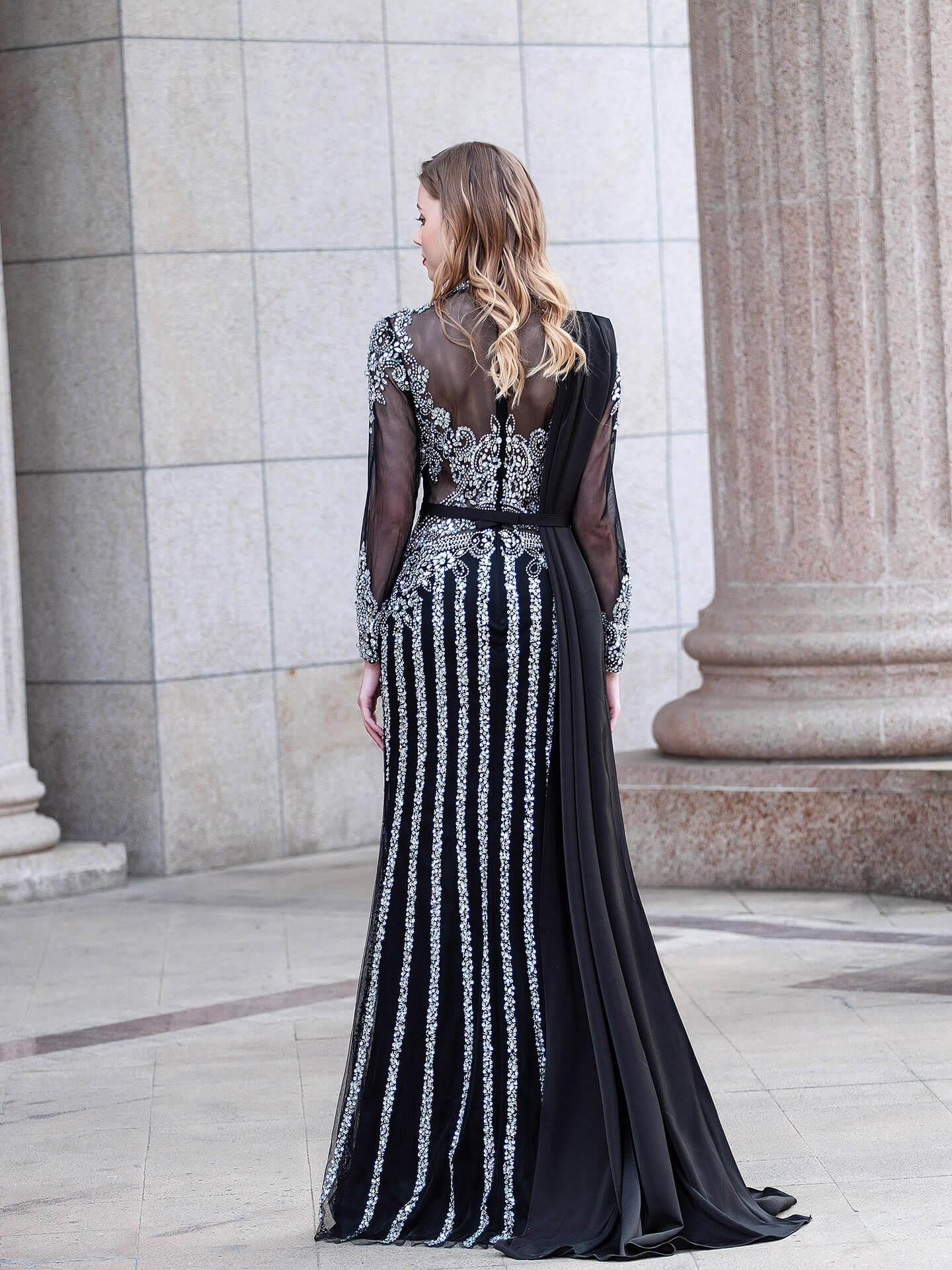 Baoleely Mermaid Beaded Luxurious Fashion Formal Evening Dresses Long Sleeve Floor Length