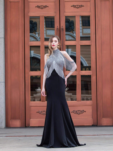 Baoleely Mermaid Luxurious Fashion Formal Evening Dresses Sleeveless Floor Length