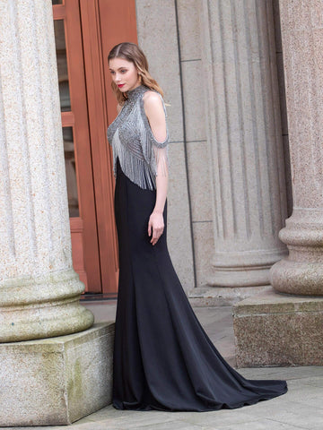 Baoleely Mermaid Luxurious Fashion Formal Evening Dresses Sleeveless Floor Length