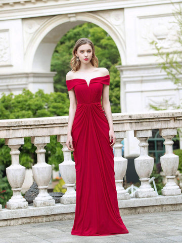 Vestidos de noche formales estilo sirena de Baoleely, con hombros descubiertos, sin mangas y hasta el suelo. 