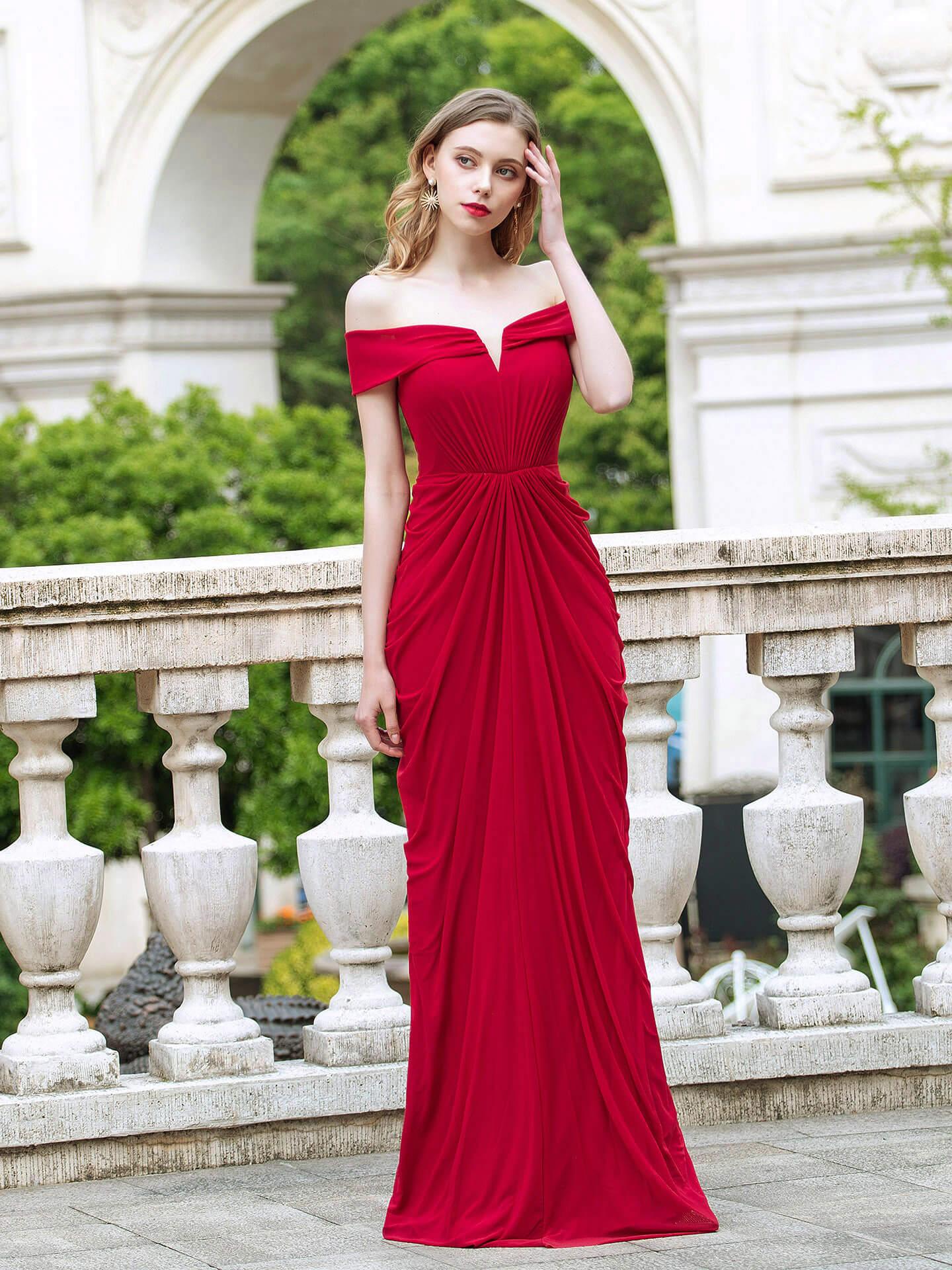 Baoleely Mermaid Fashion Formal Evening Dresses Off Shoulder Sleeveless Floor Length