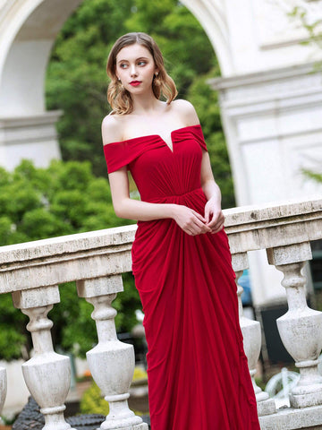 Vestidos de noche formales estilo sirena de Baoleely, con hombros descubiertos, sin mangas y hasta el suelo. 