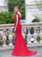 Baoleely Mermaid  Column Elegant Fashion Formal Evening Dresses Cap Sleeveless with Slit Floor Length
