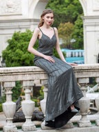Baoleely Mermaid / Trumpet Luxurious Formal Evening Dresses Spaghetti Strap Sleeveless Floor Length Prom Dresses