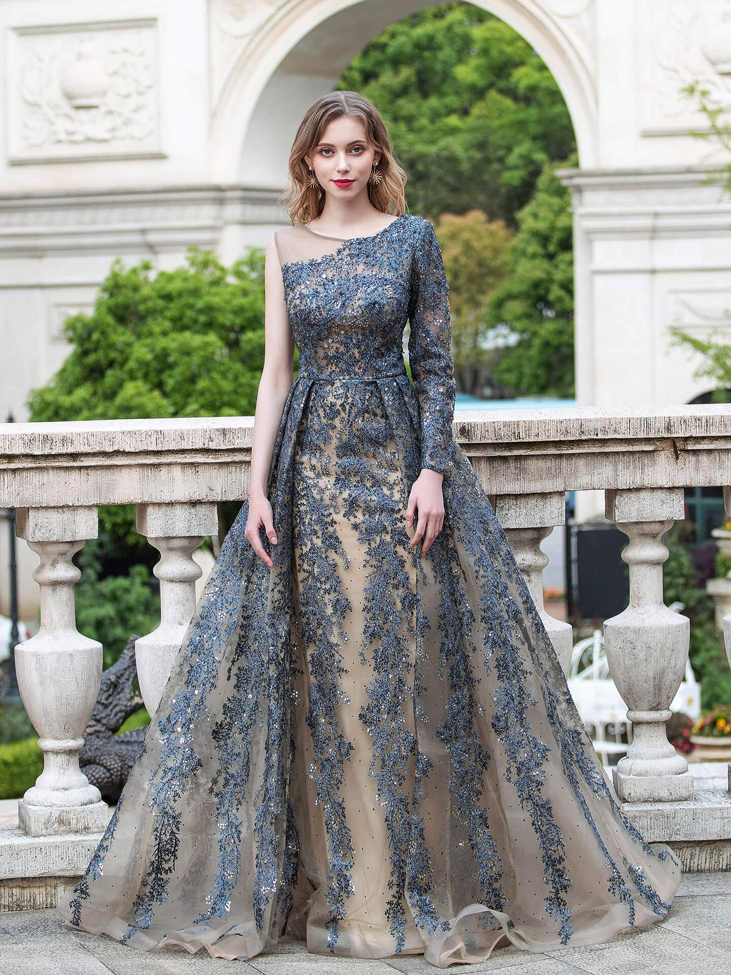 Baoleely A-line Fashion Formal Evening Dresses Asymmetrical One Shoulder Sleeveless Floor Length