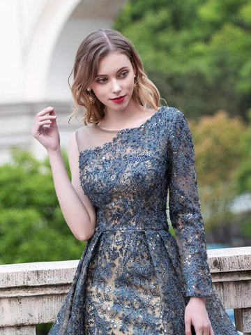 Baoleely A-line Fashion Formal Evening Dresses Asymmetrical One Shoulder Sleeveless Floor Length