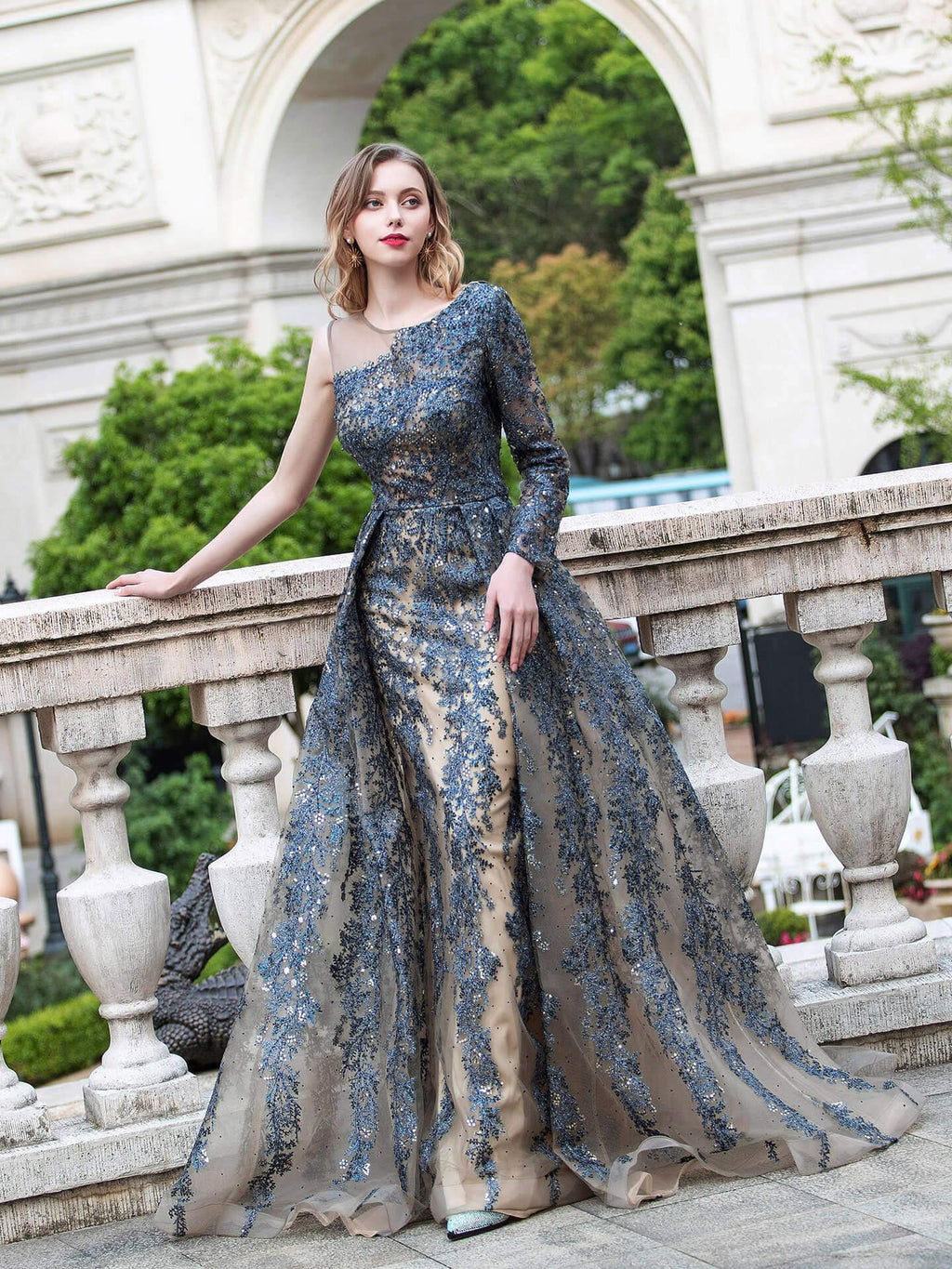 Baoleely A-line Fashion Formal Evening Dresses Asymmetrical One Shoulder Sleeveless Floor Length