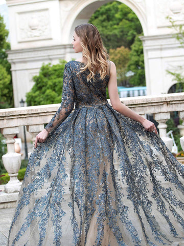 Baoleely A-line Fashion Formal Evening Dresses Asymmetrical One Shoulder Sleeveless Floor Length