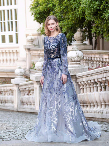 Vestidos de noche formales de corte A de Baoleely, de manga larga y hasta el suelo, ideales para fiestas de graduación. 