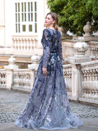 Baoleely A-line Fashion Formal Evening Dresses Long Sleeve Floor Length Prom Dresses