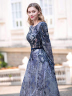 Baoleely A-line Fashion Formal Evening Dresses Long Sleeve Floor Length Prom Dresses