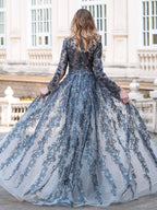 Baoleely Mermaid / Trumpet V-neck Fashion Formal Evening Dresses Long Sleeve Floor Length Prom Dresses