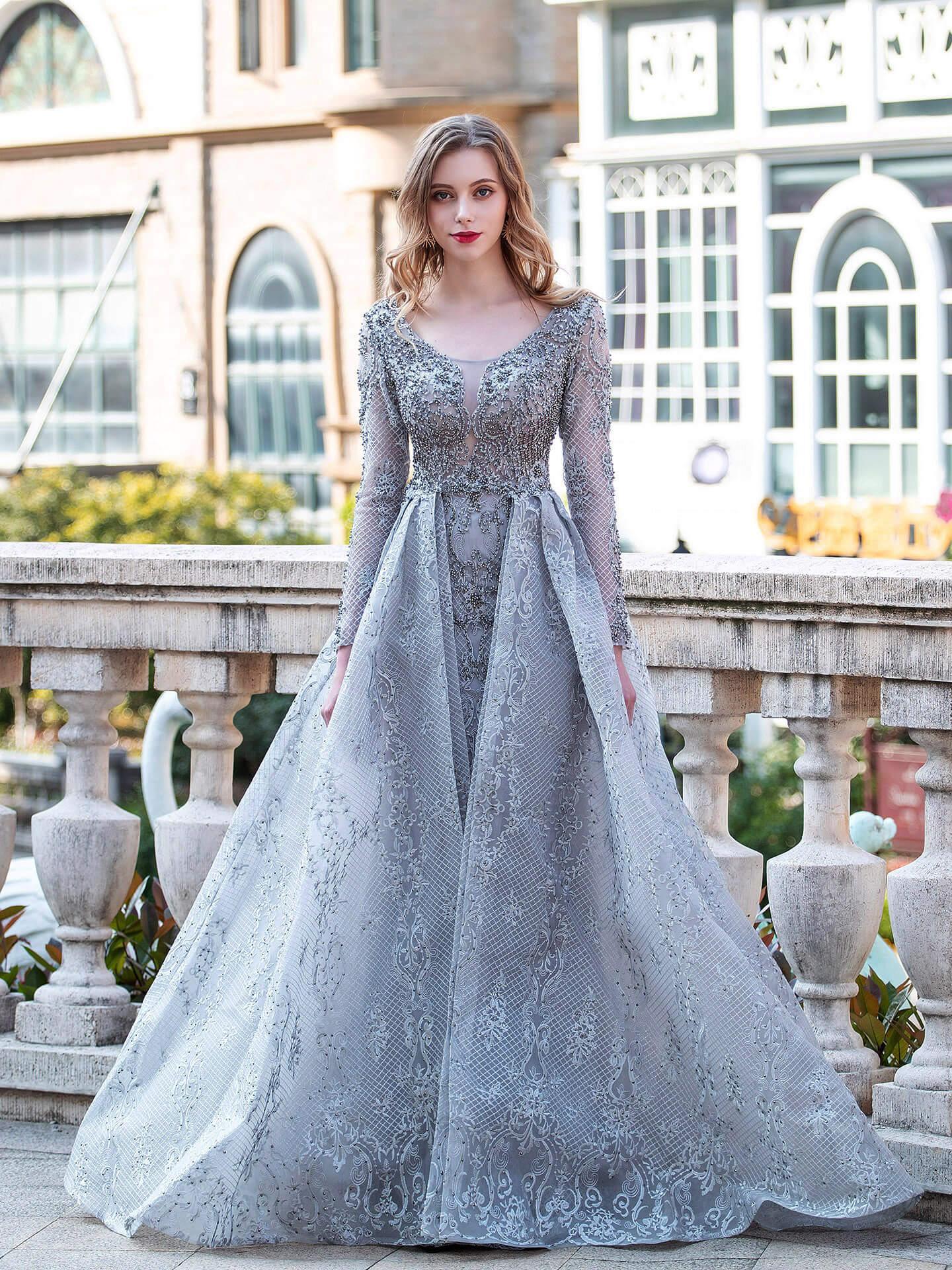 Baoleely Mermaid / Trumpet Fashion Formal Evening Dresses Long Sleeve Floor Length Prom Dresses