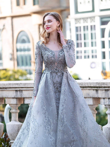 Vestidos de noche formales de sirena/trompeta Baoleely, vestidos de fiesta largos de manga larga hasta el suelo 