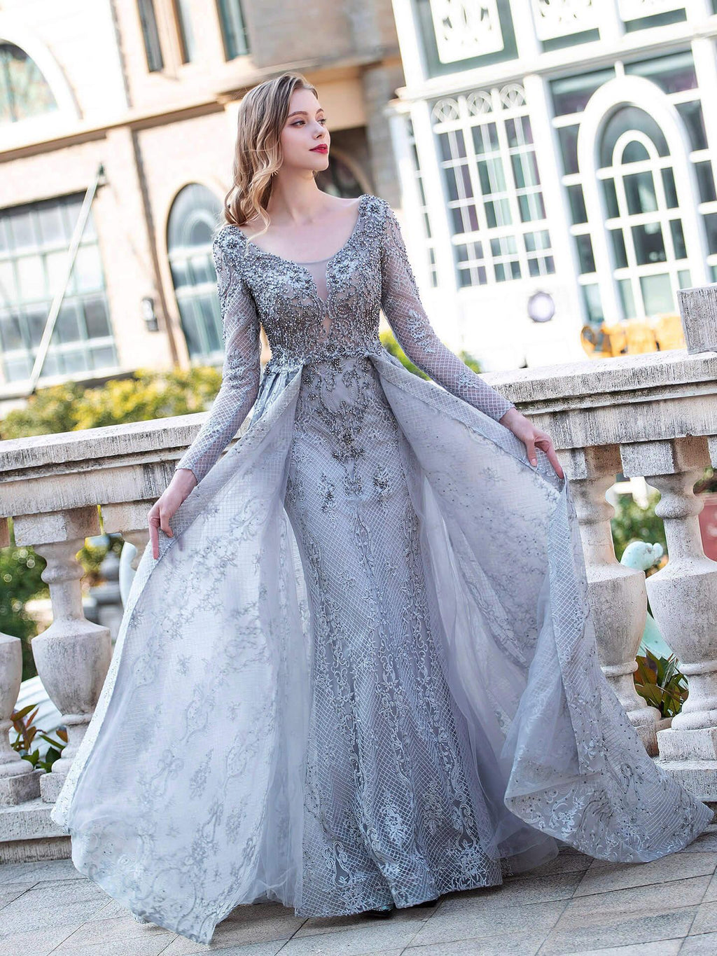 Baoleely Mermaid / Trumpet Fashion Formal Evening Dresses Long Sleeve Floor Length Prom Dresses