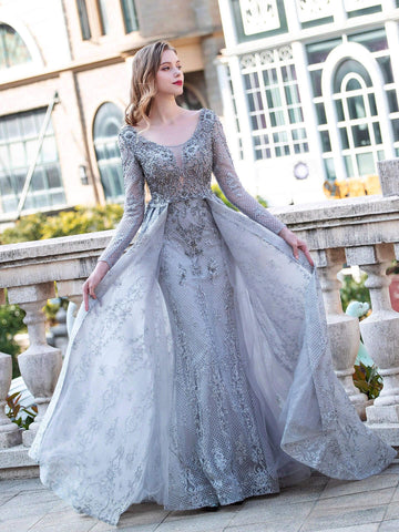 Vestidos de noche formales de sirena/trompeta Baoleely, vestidos de fiesta largos de manga larga hasta el suelo 