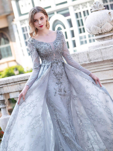 Vestidos de noche formales de sirena/trompeta Baoleely, vestidos de fiesta largos de manga larga hasta el suelo 